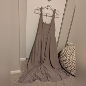 Beyond Yoga Taupe Maxi Dress - Scoop Neck Flowing Skirt